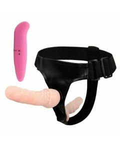 House Of Dasein Realistic Strapon Kit Vibrator On Harness Double Dildo - Flesh And Pink