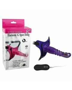 House Of Dasein 8 Inch Harness G Spot Vibrator Dildo Dong Strapon Belt Pegging Kit - Purple
