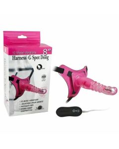 House Of Dasein 8 Inch Harness G Spot Vibrator Dildo Dong Strapon Belt Pegging Kit - Pink