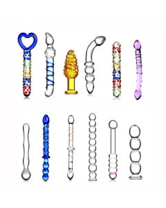 House Of Dasein 12 Styles Dildo Smooth Glass Anal Beads Double Ended Dong Butt Plug - All