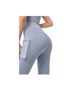 Hod Health & Home High Waist Tummy Control Yoga Leggings With Pocket For Women - Grey Lake Blue - Xl