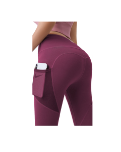 Hod Health & Home High Waist Tummy Control Yoga Leggings With Pocket For Women - Red - M