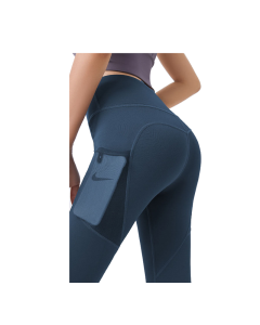 Hod Health & Home High Waist Tummy Control Yoga Leggings With Pocket For Women - Blue - S