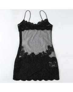 House Of Dasein Sexy Transparent Lace Mesh Fitted Strapless Dress Women's Bodycon Skirt Lingerie - Black - M
