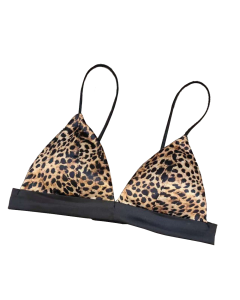 House Of Dasein Triangle Cup Bra Summer Thin Strap Satin Wire Free Bustier Large Chest Minimizer Sexy Lingerie - Leopard Print - Xl