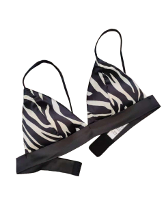 House Of Dasein Triangle Cup Bra Summer Thin Strap Satin Wire Free Bustier Large Chest Minimizer Sexy Lingerie - Zebra - S