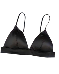 House Of Dasein Triangle Cup Bra Summer Thin Strap Satin Wire Free Bustier Large Chest Minimizer Sexy Lingerie - Black - S