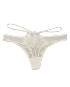 House Of Dasein Sexy Women's Underwear Thin Breathable Embroidered Lace Panties Hip-Lifting Low-Waist Plus-Size Thong - White - Xl