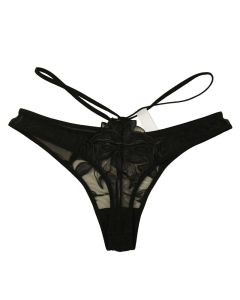 House Of Dasein Sexy Women's Underwear Thin Breathable Embroidered Lace Panties Hip-Lifting Low-Waist Plus-Size Thong - Black - Xxl