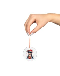 Story Nest Books Border Collie Puppy In Santa Hat Crystal Glass Ornament | Christmas Hot Cocoa Dog Lovers Gift