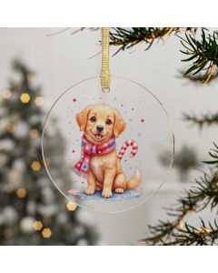 Story Nest Books Golden Retriever Puppy With Candy Cane Acrylic Ornament Christmas Dog Lover Gift Stocking Stuffer