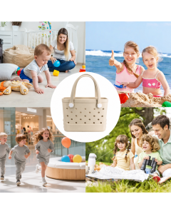 Waterproof Hexagon Mesh Beach Bag - Large Capacity Travel Storage Tote for Swimwear Towel Sunglasses - Apricot Small 28x21x11cm