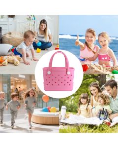 Waterproof Hexagon Mesh Beach Bag - Large Capacity Travel Storage Tote for Swimwear Towel Sunglasses - Pink Small 28x21x11cm