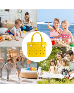Waterproof Hexagon Mesh Beach Bag - Large Capacity Travel Storage Tote for Swimwear Towel Sunglasses - Yellow Small 28x21x11cm