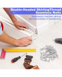 Double Headed Skirting Nails, 50PCS Invisible Seamless Baseboard Screws, Solid Wood Baseboard Double-Headed Nails, Double Sided Nails for Wood, Skirting Line Without Marks Nail for Solid Wood Trim