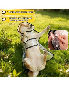 Transparent Dog Rain Poncho for Small Medium Dogs - Thick Waterproof Raincoat with Hidden Leash Hole & Adjustable Snaps, Windproof Hooded Cape for Bichon Poodle (Large)