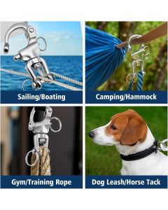 316 Stainless Steel Swivel Snap Shackle Clevis Quick Heavy Duty Release Spring Hook Marine Grade Sailing Halyard Shackle for Boat Rigging Industrial Lifting Climbing