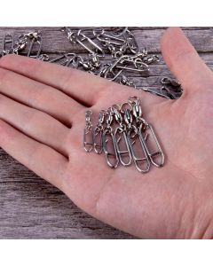 30-Pack Fishing Speed Clips Quick Change Snap Swivels - High Strength Stainless Steel Ball Bearing Swivel for Freshwater Saltwater - #4 Size 110lb Strength 1.96in Length