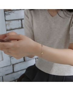 S925 Sterling Silver Floral Leaf Bracelet - 18K Gold Plated Minimalist Smooth Surface Chain for Women - Delicate Fine Jewelry for Daily Wear - Gold