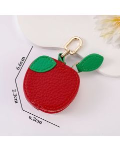 Fruit Coin Purse Keychain 3-Pack - Cute Leather Car Keychain Pendant for Women - Novelty Bag Charm for Keys Handbags Totes - Apple (3-Pack)