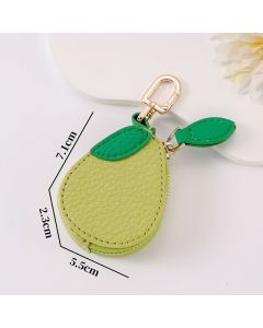 Fruit Coin Purse Keychain 3-Pack - Cute Leather Car Keychain Pendant for Women - Novelty Bag Charm for Keys Handbags Totes - Green Avocado (3-Pack)