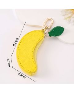 Fruit Coin Purse Keychain 3-Pack - Cute Leather Car Keychain Pendant for Women - Novelty Bag Charm for Keys Handbags Totes - Banana (3-Pack)