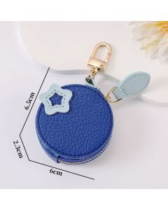 Fruit Coin Purse Keychain 3-Pack - Cute Leather Car Keychain Pendant for Women - Novelty Bag Charm for Keys Handbags Totes - Blueberry (3-Pack)