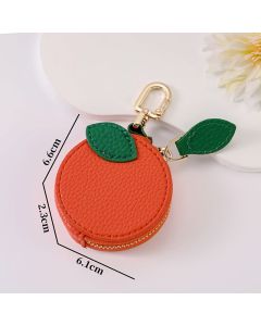 Fruit Coin Purse Keychain 3-Pack - Cute Leather Car Keychain Pendant for Women - Novelty Bag Charm for Keys Handbags Totes - Orange (3-Pack)