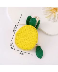 Fruit Coin Purse Keychain 3-Pack - Cute Leather Car Keychain Pendant for Women - Novelty Bag Charm for Keys Handbags Totes - Pineapple (3-Pack)