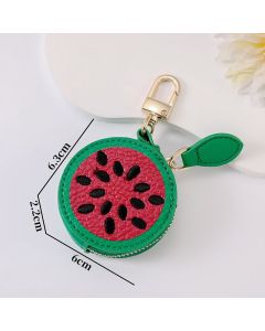 Fruit Coin Purse Keychain 3-Pack - Cute Leather Car Keychain Pendant for Women - Novelty Bag Charm for Keys Handbags Totes - Watermelon (3-Pack)