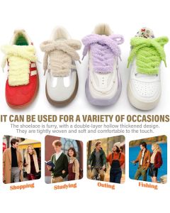 Sot lat uzzy Shoelaces: Wide Thick urry Shoe Laces or Sneakers 1 Pair
