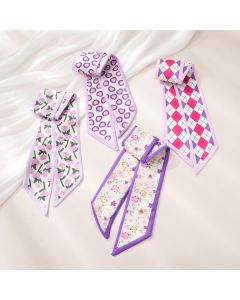 4Pcs Twilly Scar or Handbags 5.9" x 59" Silk-Like Satin Skinny Neck Scar or Purse Lightweight Headband Hair Tie