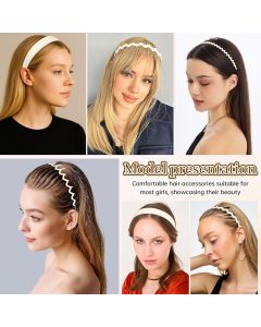Plastic Matte Zig Zag Headbands or Women, Non Slip with Teeth, 8 Pack (Cream, One size)