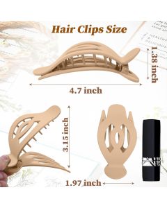 6Pcs Upgrade Large lat Hair Claw Clips or Women Girls, 5" Non-slip Duckbill Hair Clips or Long, Thick, Thin Hair, Comortable or Driving & Lying Down (Matte (Neutral))
