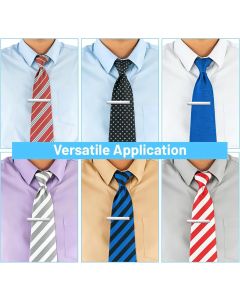 3 Pack Tie Bar Silver, Silver Tie Clip for Men Stainless Steel Necktie Bars, Anti-Slip Grip for Office Wedding Party