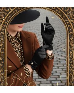 Black Gloves Women Formal, Elegant Short Black Dress Wedding Gloves for Women, Short Vintage Style Perfect for Weddings Tea Parties Halloween Costume, Comfortable Fit