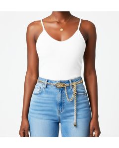 Gold Belt Chain, Adjustable Gold Chain Belts For Women, Stylish Accessory for Jeans Dresses Body Waist Decoration (41.7 Inch/106 cm Long)