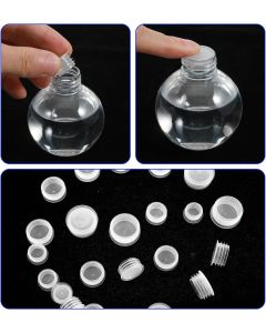 60Pcs Salt and Pepper Stoppers Plugs, 6 Sizes (13/15/17/18/19/23 mm) Plastic Bottle Plugs, Leak-Proof Clear Caps for Spice Containers & Shaker Bottles, Reusable