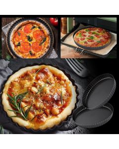 9 in Non-Stick Tart and Quiche Pan with Removable Bottom and 4 Mini Tart Pans 4-inch, Heavy Duty Fluted Side for Pies, Mousse Cakes, Dessert Baking (5 Pack)