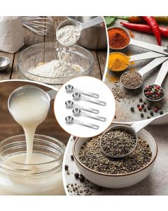 5PCS Teaspoon Measuring Spoon, 4.72 inch Stainless Steel 1 Tsp Measuring Spoon Set for Kitchen Ingredients (Silver, 5ml)