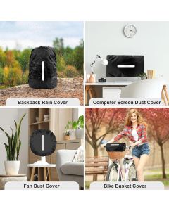2 Pack Waterproof Rain Cover for Backpack, Reflective Rainproof Protector for Anti-Dust and Anti-Theft,M Size (for 30L-40L Backpack), 2 Pcs Black