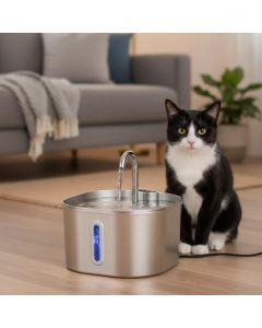 USB 2.2L Stainless Steel Pet Water Fountain for Cats and Small Dogs