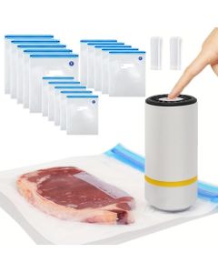 Compact Vacuum Sealer for Food Storage with 15 Reusable Vacuum Bags
