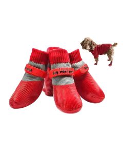 Waterproof Anti Slip Pet Shoes with Rubber Sole for Indoor and Outdoor Use Red - M