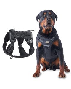 No-Pull Training Dog Harness Adjustable Reflective Pet Training Vest Easy Control M -Black
