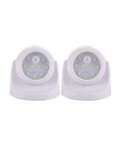 Set of 2Pcs Rotatable Battery Operated Motion Sensor Light -White and Black
