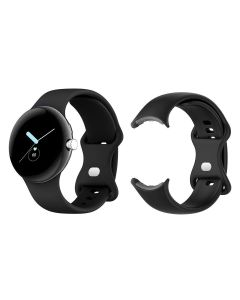 For Google Pixel Watch 1 / 2 Soft Replacement Strap Silicone Sport Watch Band Black - S