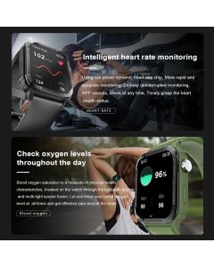 Smart Watch 1.85 inch Square Screen IP67 45*39mm 1pc (Black)