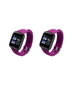 116plus Waterproof Smart Watch Sports Fitness Trackaer with Heart Rate Monitor for Men and Women-Purple