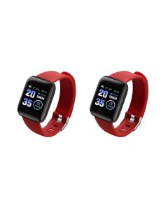 116plus Waterproof Smart Watch Sports Fitness Trackaer with Heart Rate Monitor for Men and Women-Red